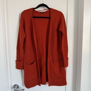 Cozy Rust Open-Front Cardigan